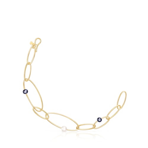 Silver vermeil Elipse Bracelet with cultured pearls image number 0