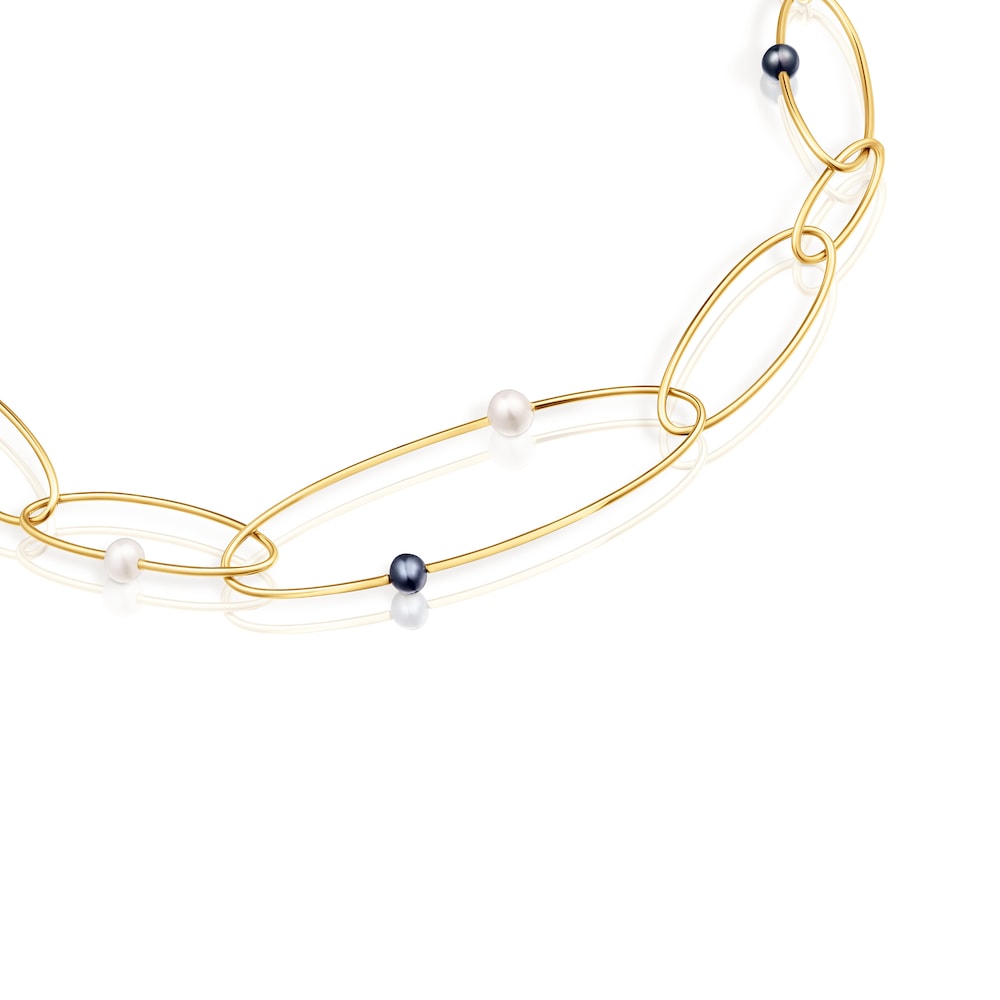 Collar con baño de oro 18 kt sobre plata y perlas cultivadas Elipse image number 1