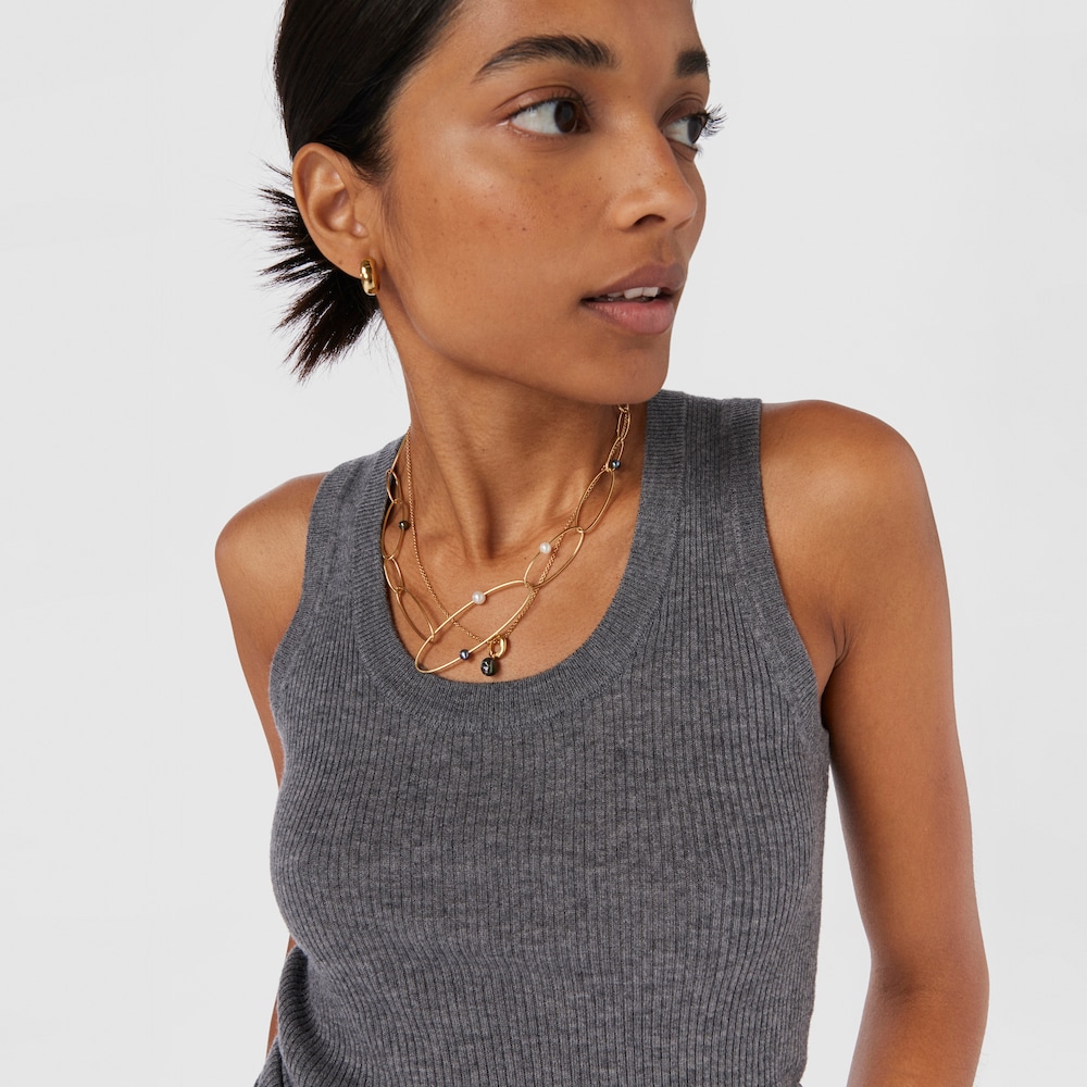 Collar con ba&ntilde;o de oro 18 kt sobre plata y perlas cultivadas Elipse