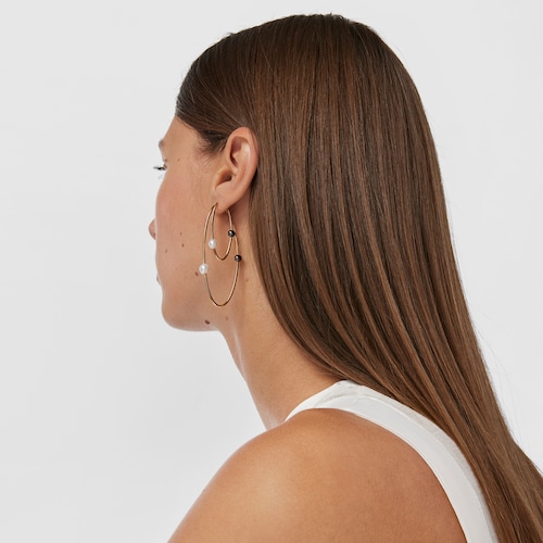 Argolas grandes Elipse em prata vermeil e p&eacute;rolas cultivadas