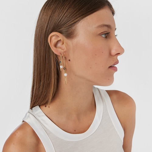 Argolas grandes Elipse em prata vermeil e p&eacute;rolas cultivadas