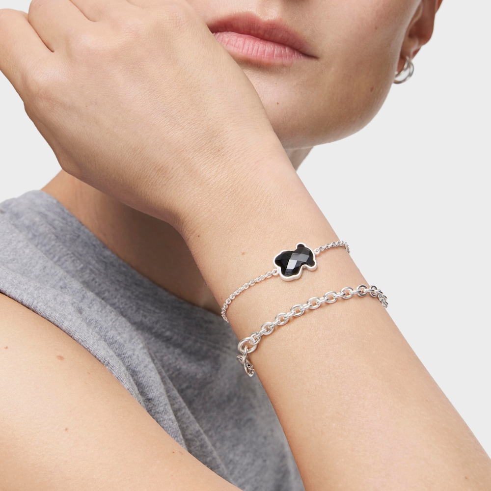 Pulsera de plata y &oacute;nix facetado TOUS Color
