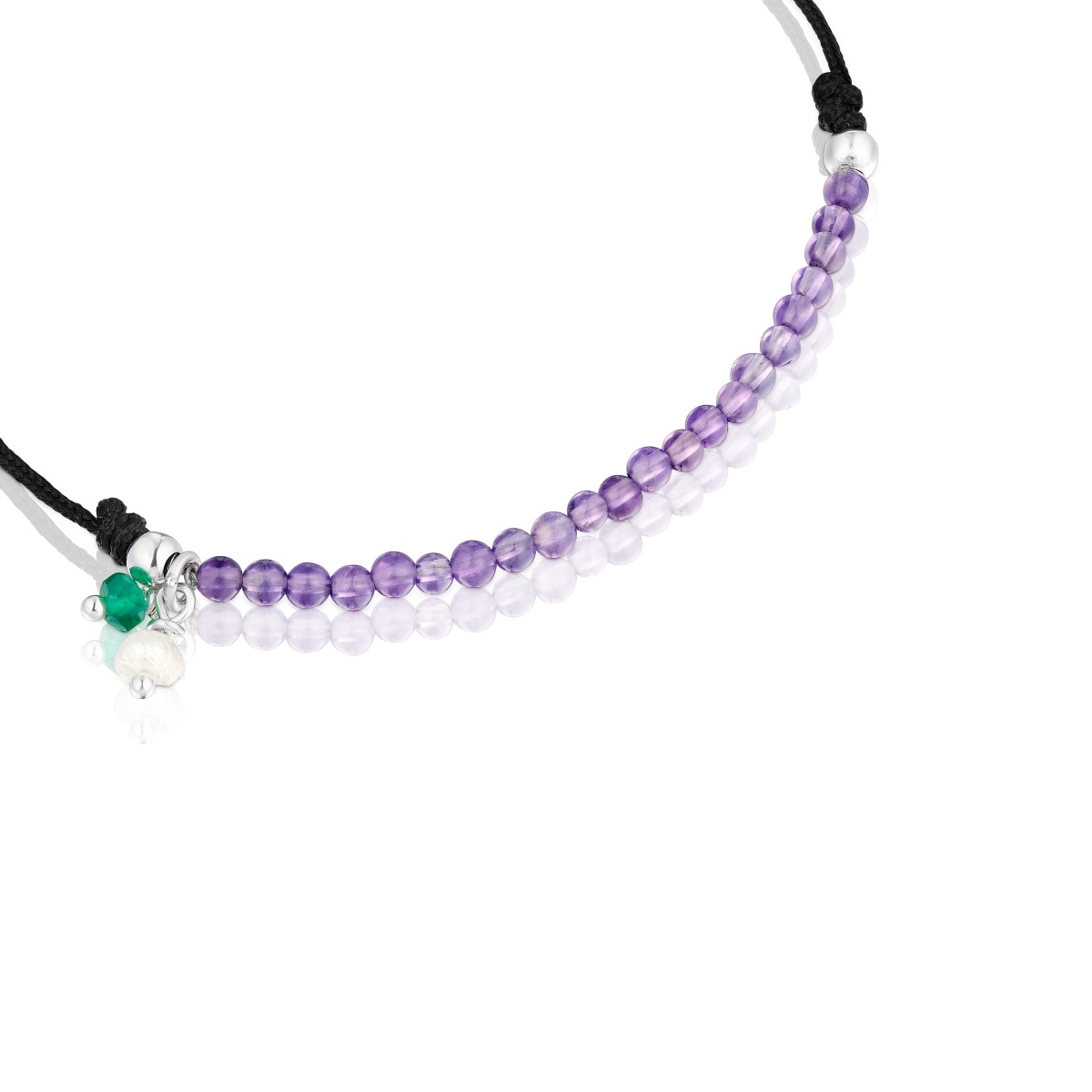 Pulsera de nylon negro con amatistas Camille