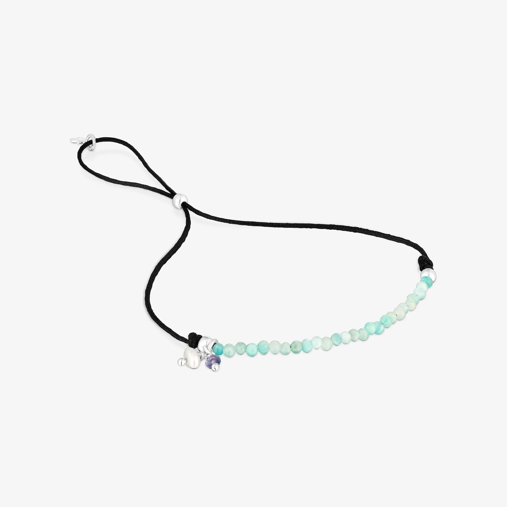 Pulsera de nylon negro con amazonitas Camille
