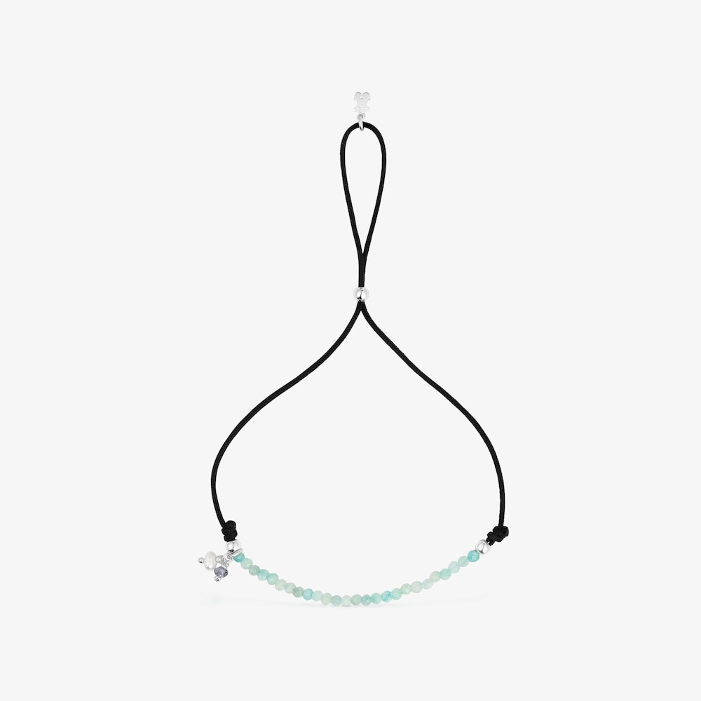 Pulsera de nylon negro con amazonitas Camille