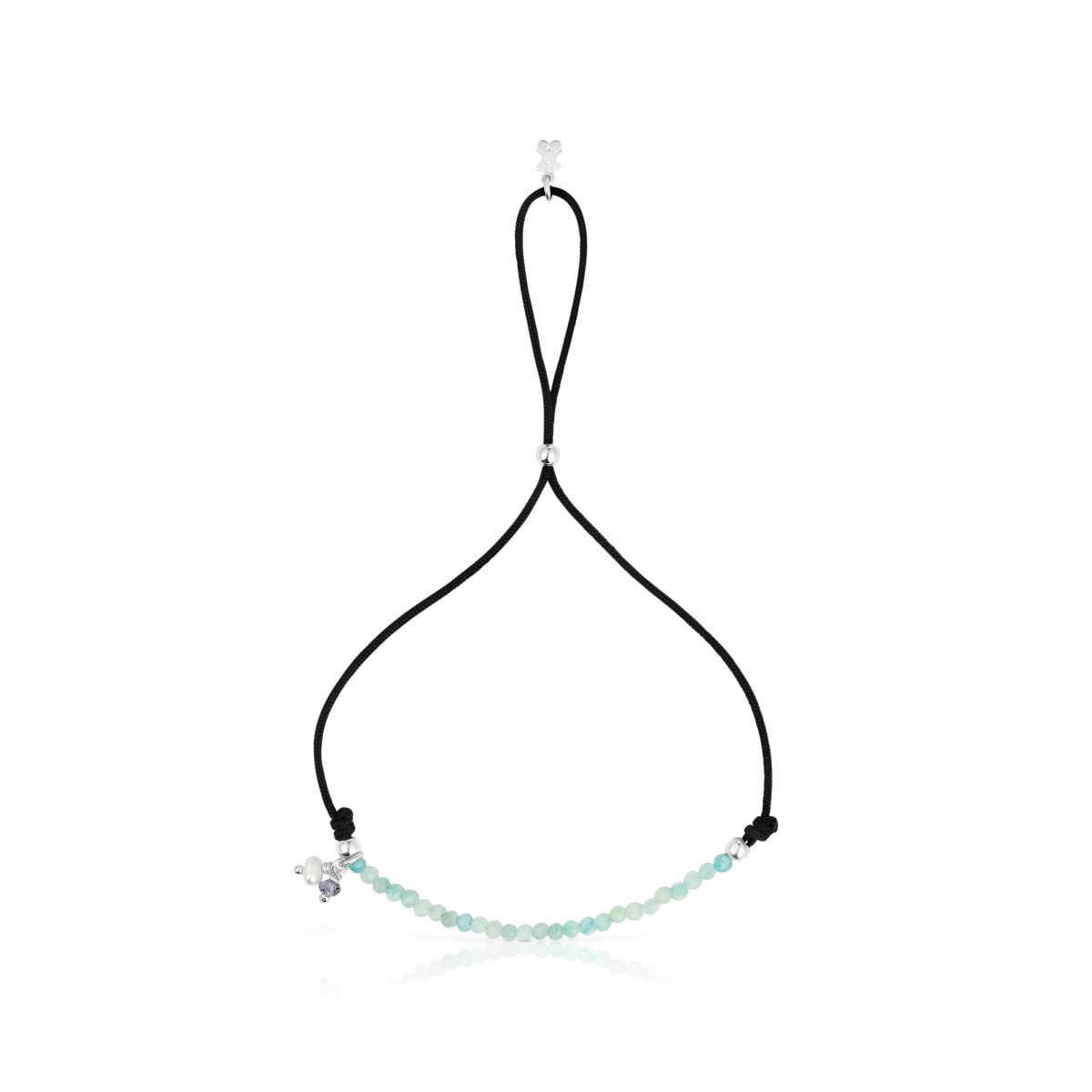 Pulsera de nylon negro con amazonitas Camille