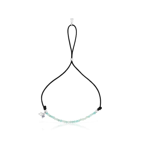 Black nylon Camille Bracelet with amazonites