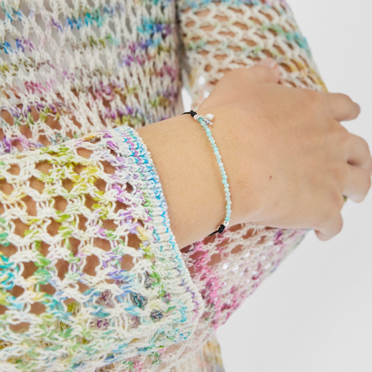 Pulsera de nylon negro con amazonitas Camille