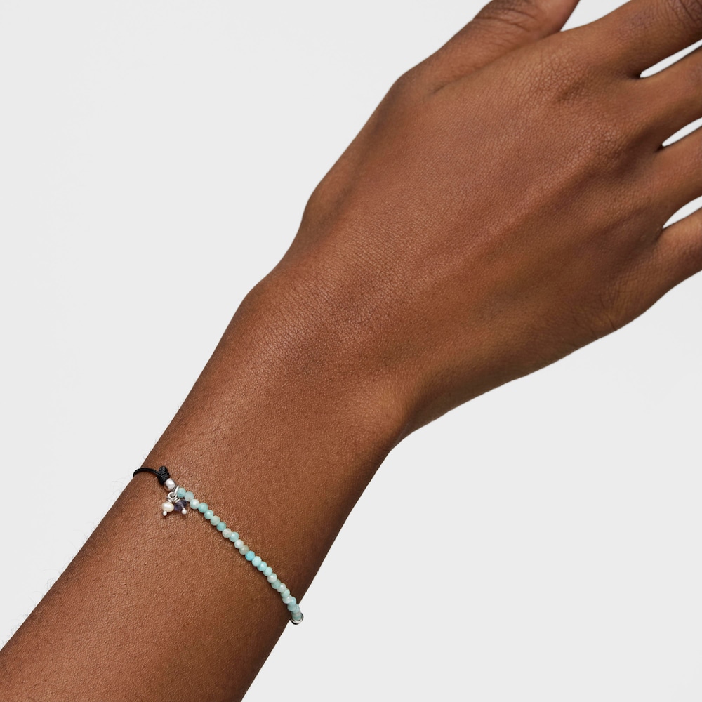 Pulsera de nylon negro con amazonitas Camille