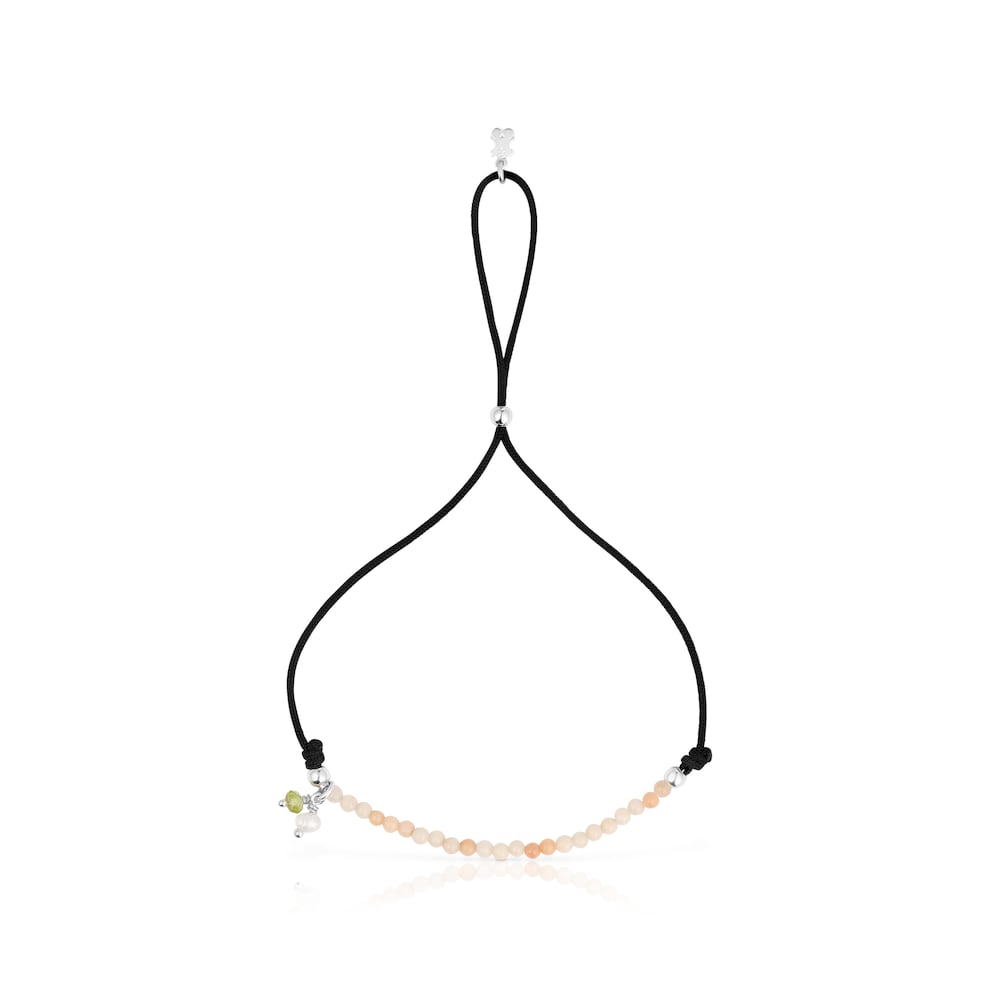 Black nylon Camille Bracelet with quartzites image number 1
