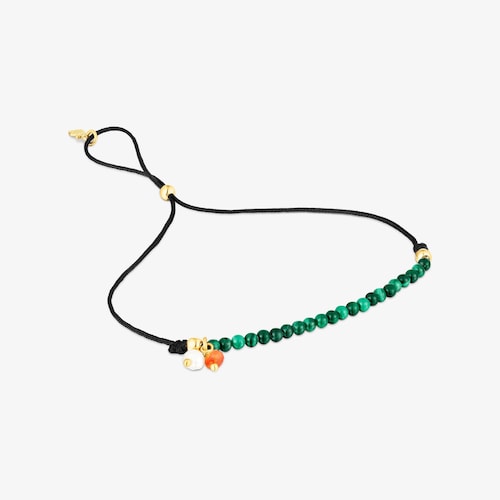 Pulsera de nylon negro con malaquitas Camille