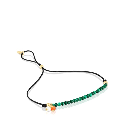 Pulsera de nylon negro con malaquitas Camille