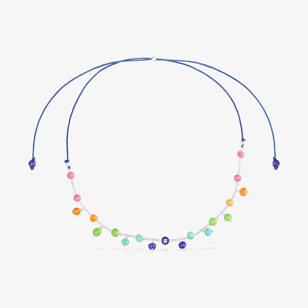 Colar TOUS Icon Glass em prata e vidro de Murano em v&aacute;rias cores
