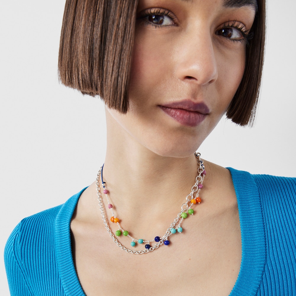 Silver and colored Murano glass TOUS Icon Glass Necklace