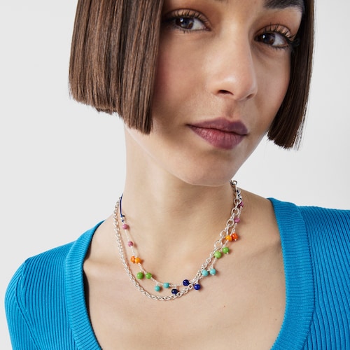 Colar TOUS Icon Glass em prata e vidro de Murano em várias cores