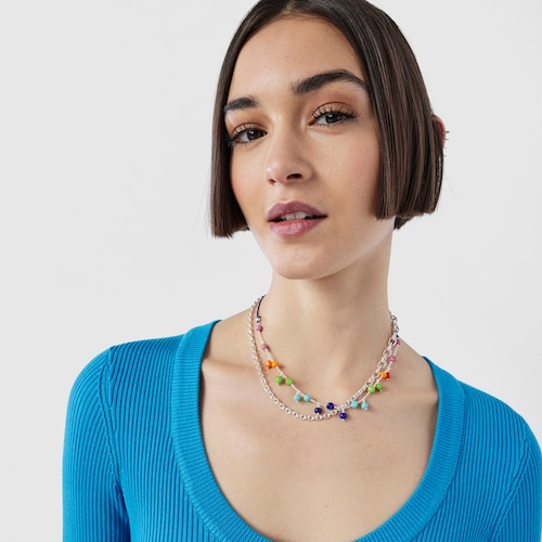 Colar TOUS Icon Glass em prata e vidro de Murano em várias cores