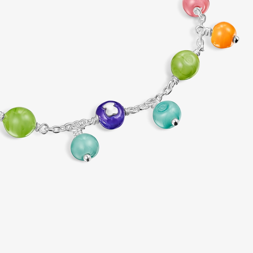 Pulseira TOUS Icon Glass em prata e vidro de Murano em v&aacute;rias cores