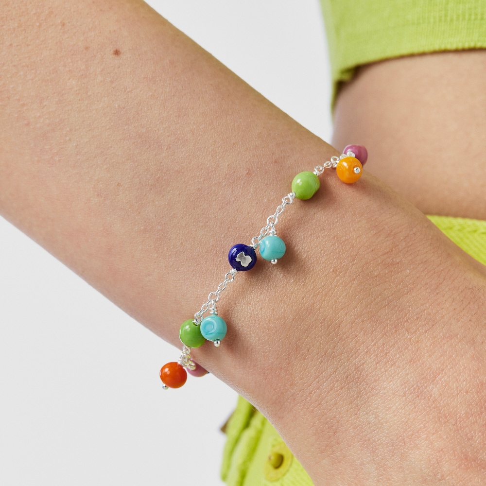 Pulseira TOUS Icon Glass em prata e vidro de Murano em v&aacute;rias cores