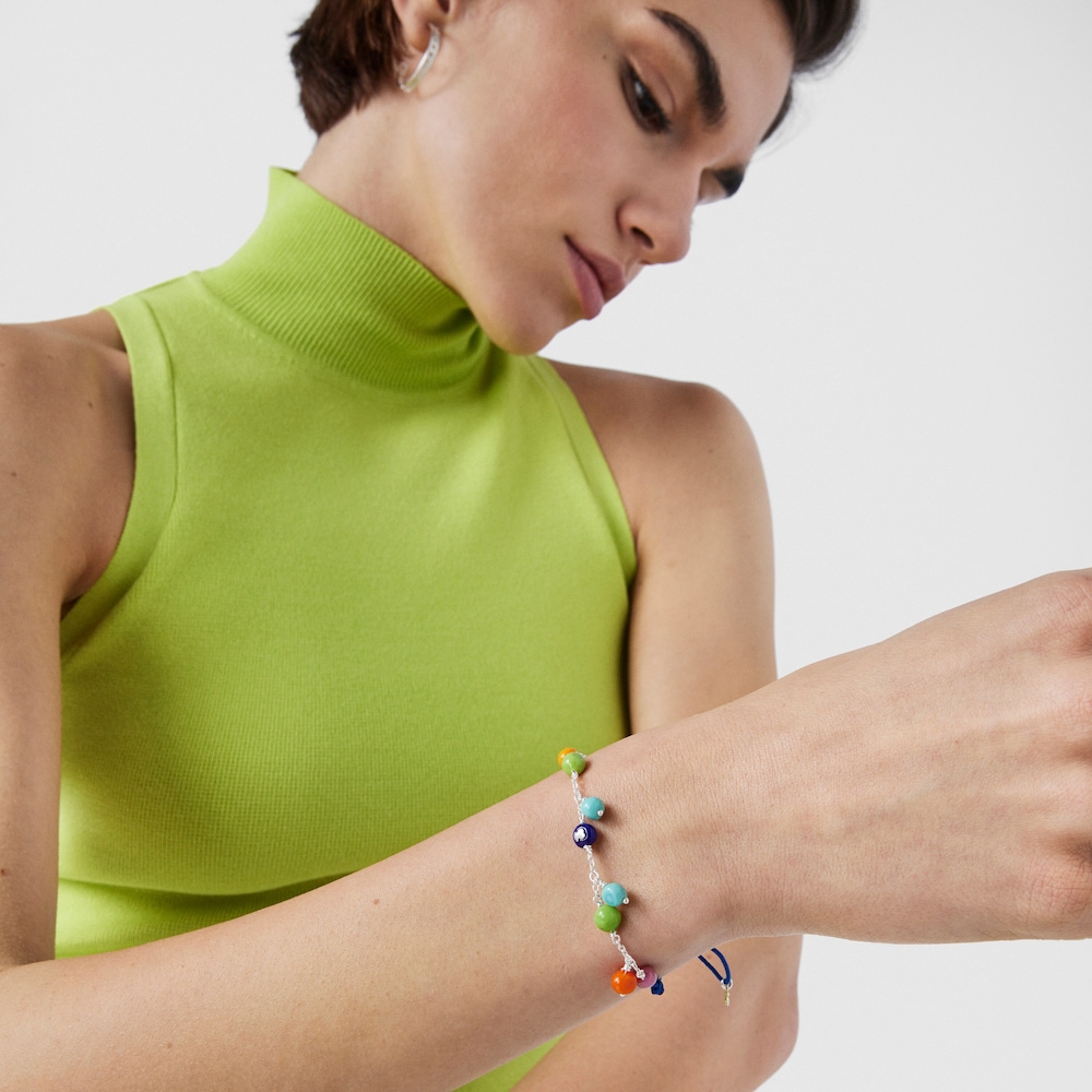 Pulseira TOUS Icon Glass em prata e vidro de Murano em v&aacute;rias cores