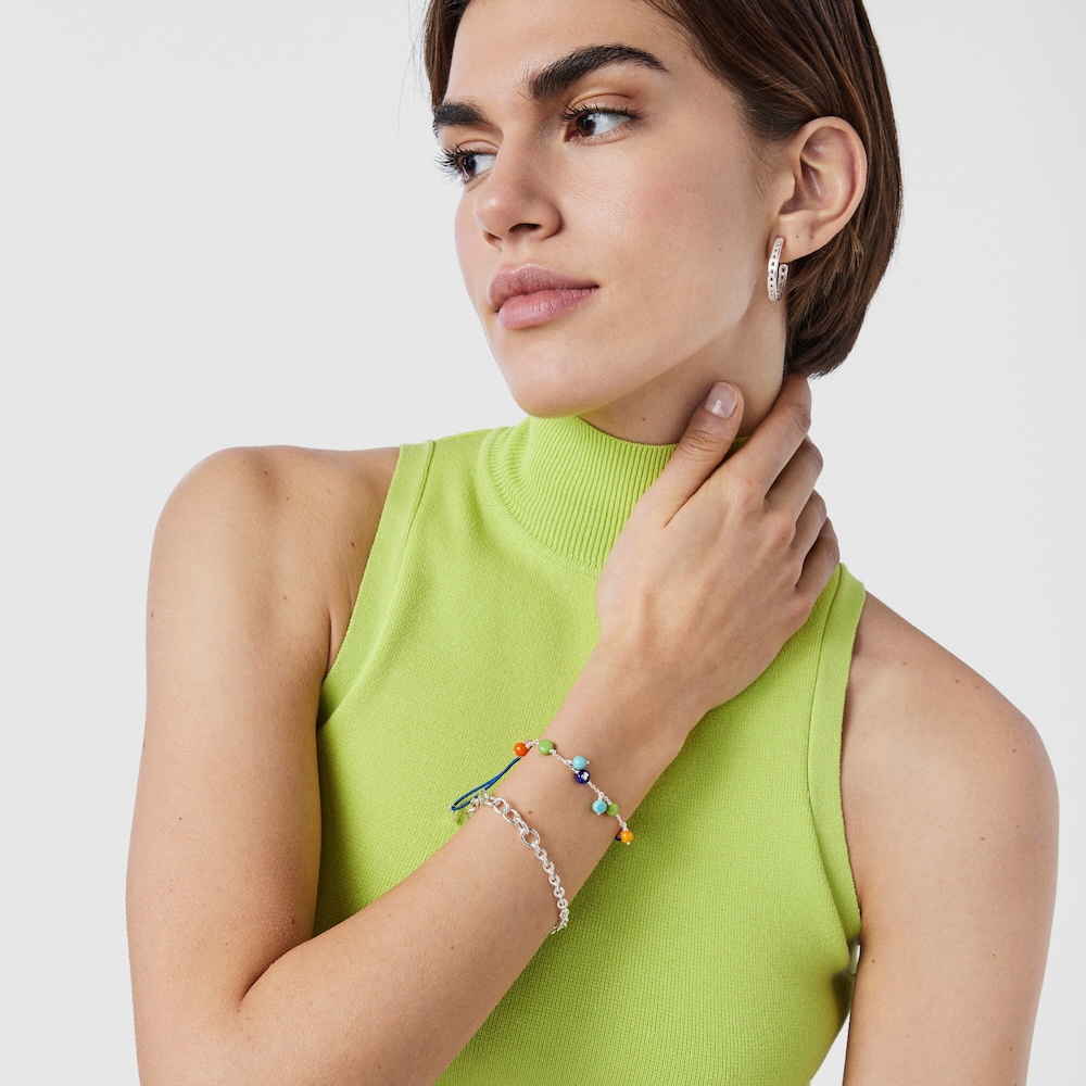 Pulseira TOUS Icon Glass em prata e vidro de Murano em v&aacute;rias cores