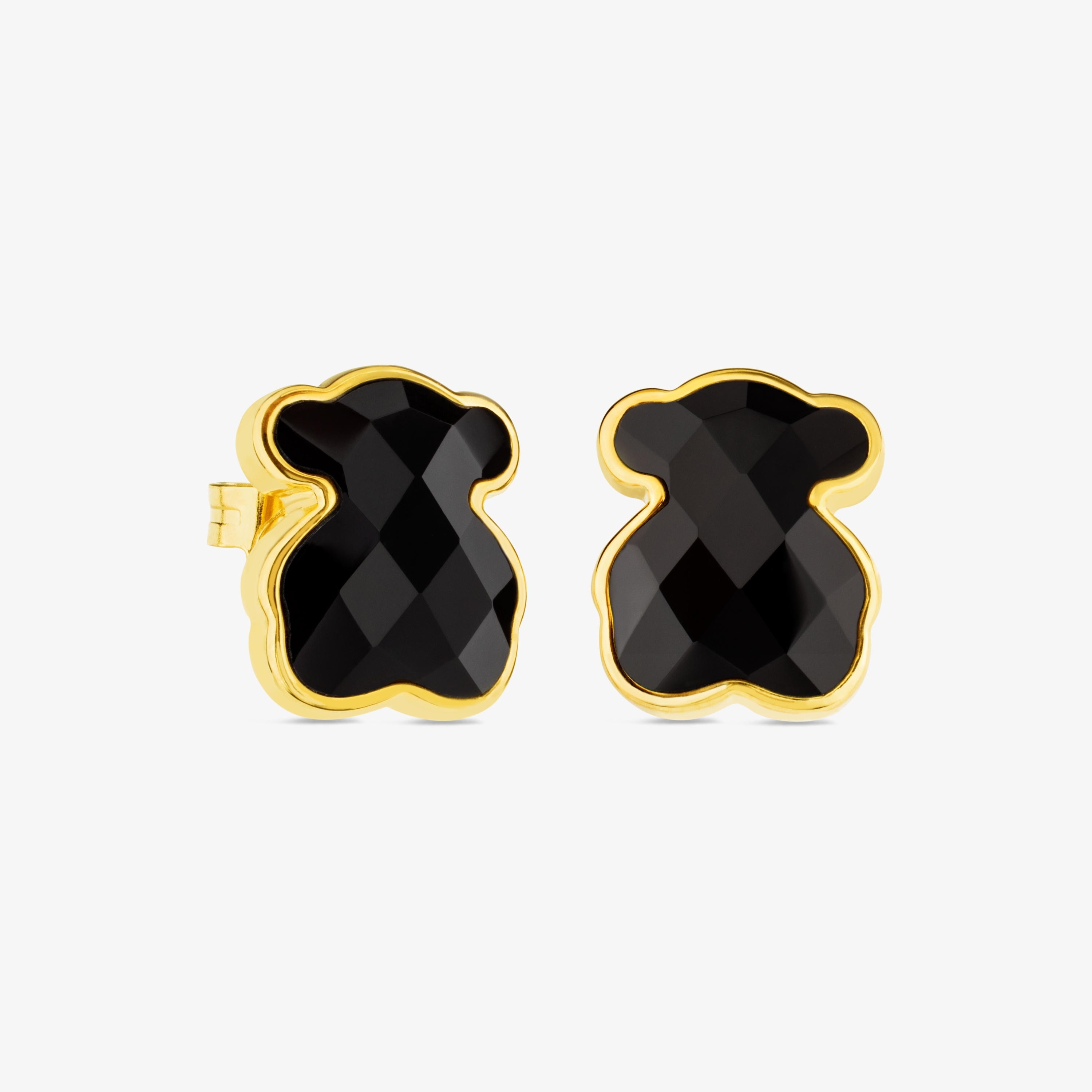 18K gold vermeil TOUS Color Earrings with faceted onyx