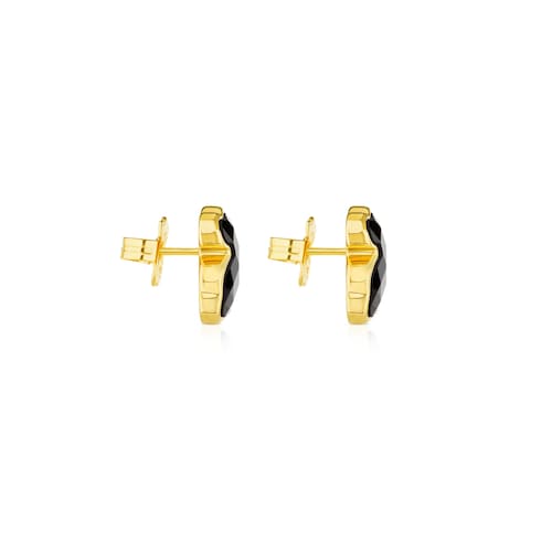 Pendientes con baño de oro 18 kt sobre plata y ónix facetado TOUS Color