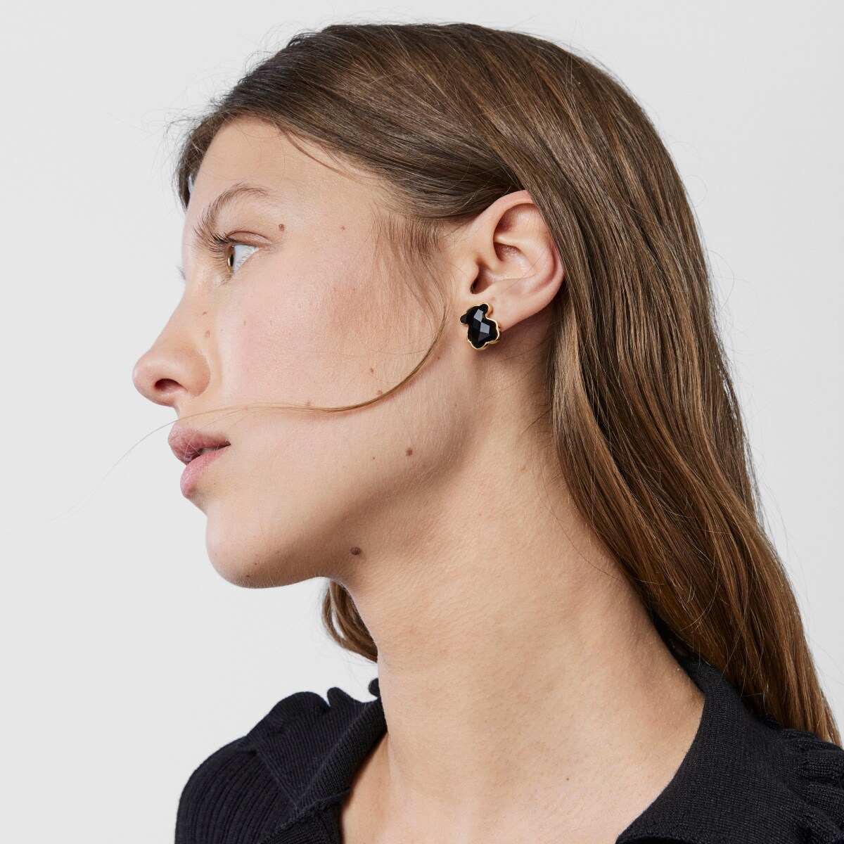 Pendientes con baño de oro 18 kt sobre plata y ónix facetado TOUS Color