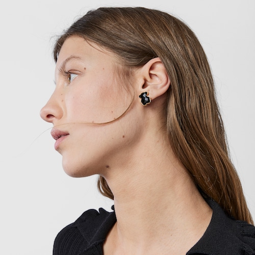 Pendientes con baño de oro 18 kt sobre plata y ónix facetado TOUS Color