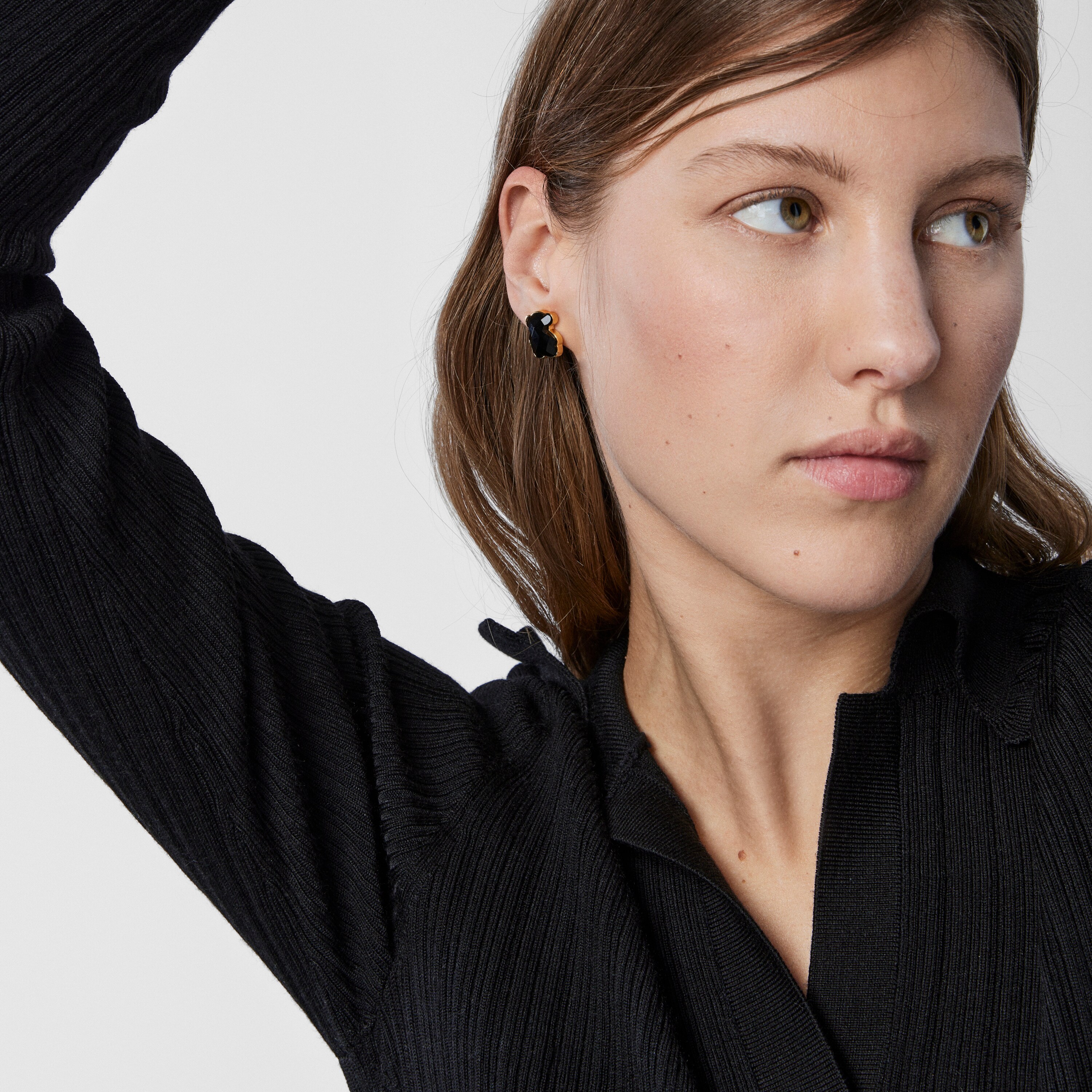 18K gold vermeil TOUS Color Earrings with faceted onyx