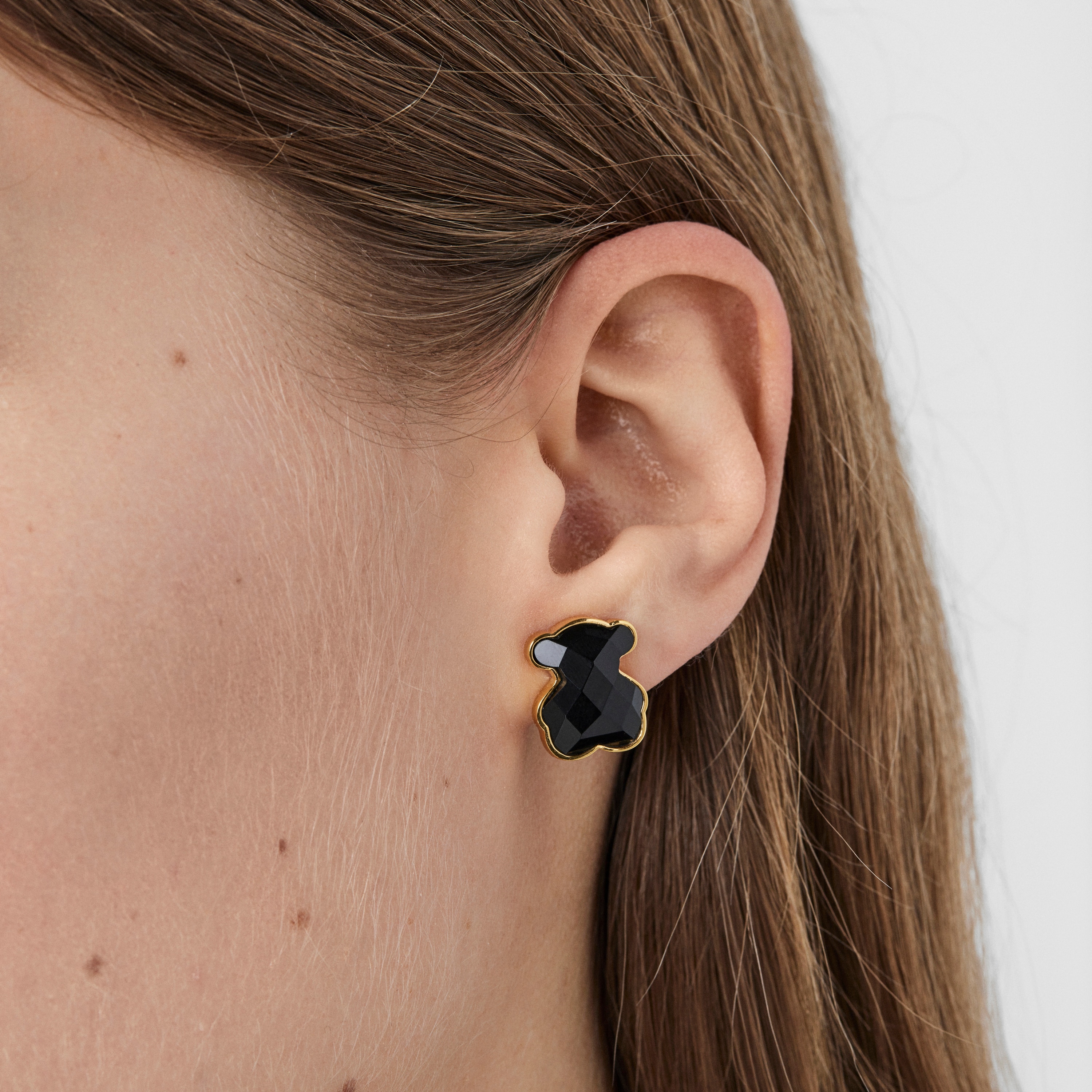 18K gold vermeil TOUS Color Earrings with faceted onyx