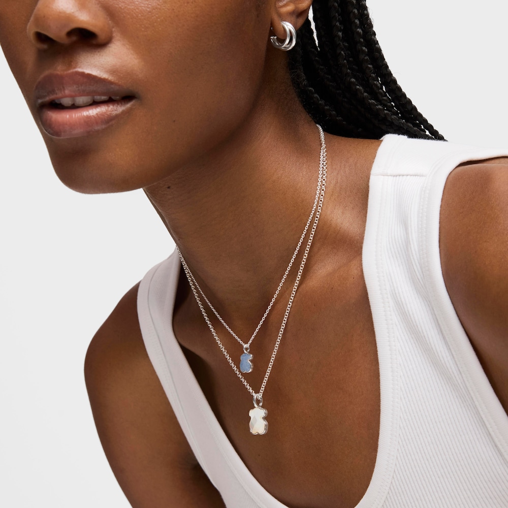 Silver and faceted mother-of-pearl TOUS Color Pendant. 1,5cm.