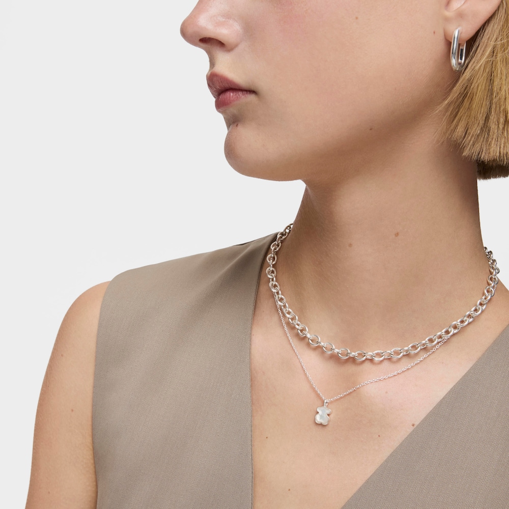 Silver and faceted mother-of-pearl TOUS Color Necklace. 45cm.