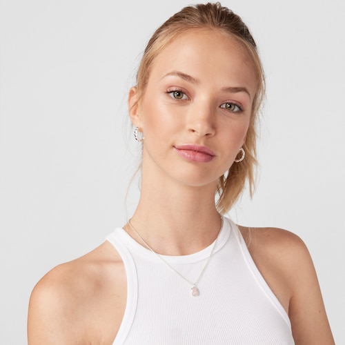 Silver and faceted rose quartz TOUS Color Necklace