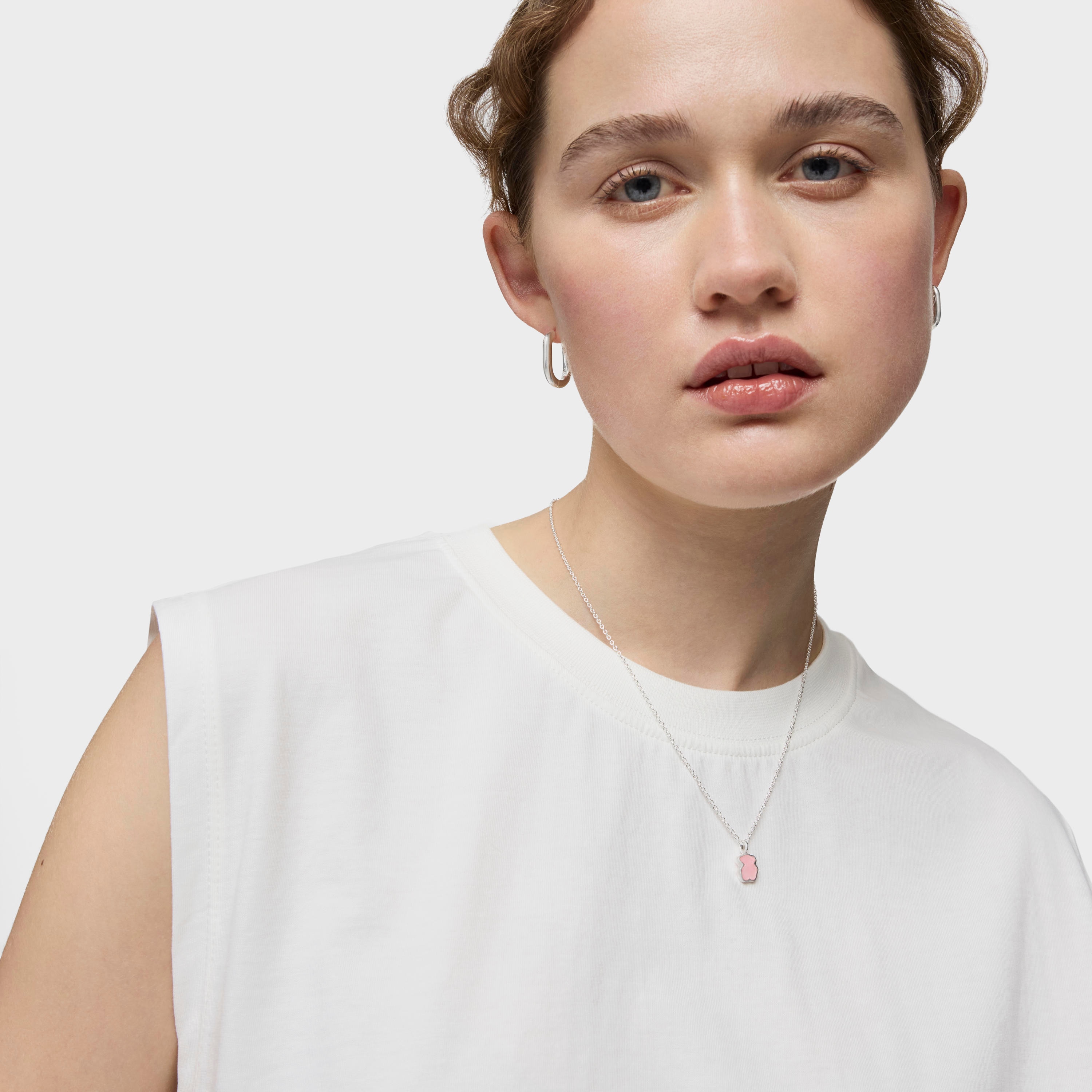 Silver and faceted rose quartz TOUS Color Necklace