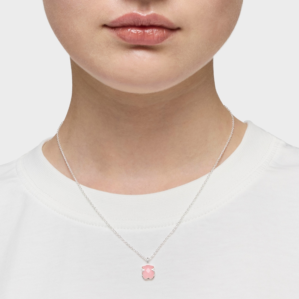 Silver and faceted rose quartz TOUS Color Necklace