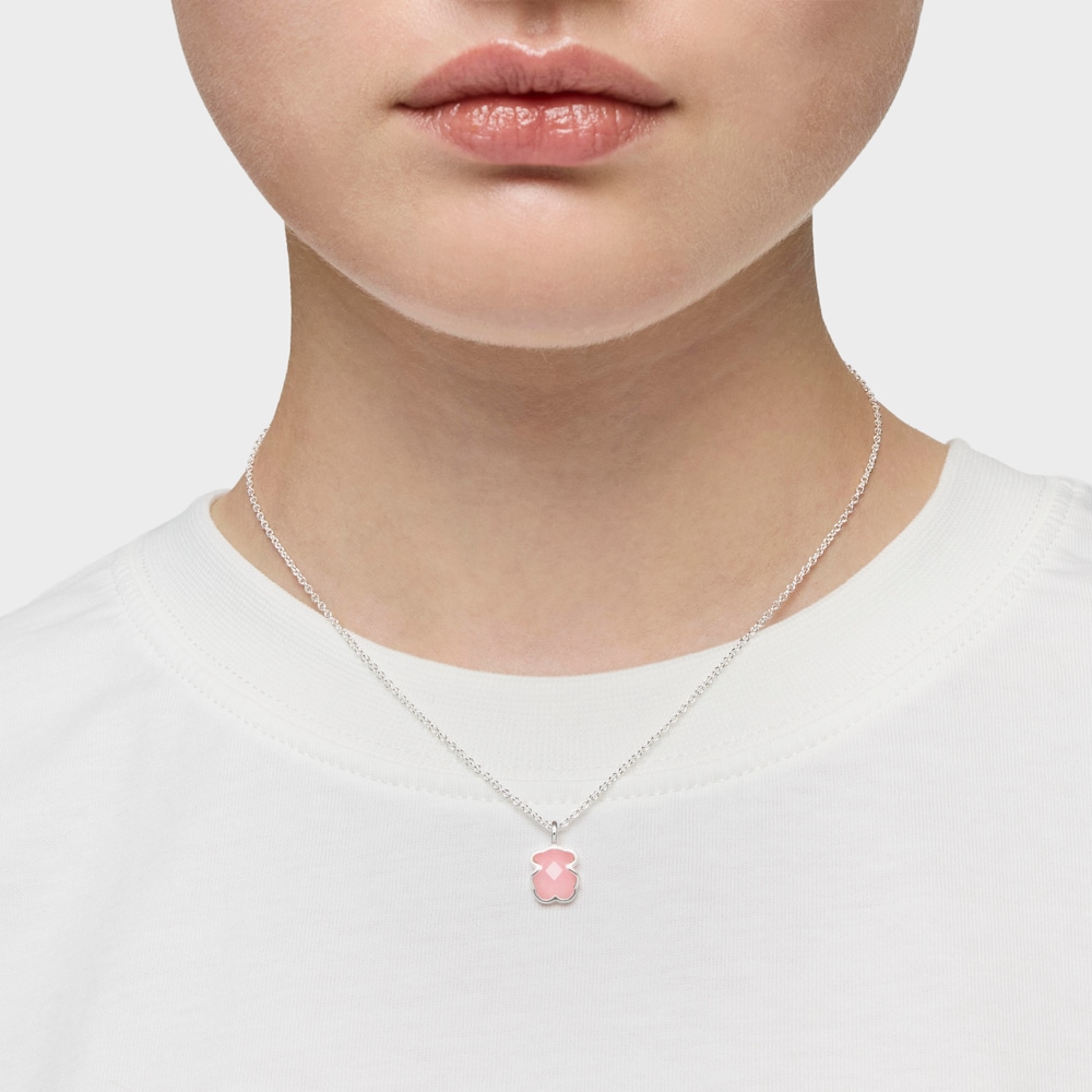 Silver and faceted rose quartz TOUS Color Necklace