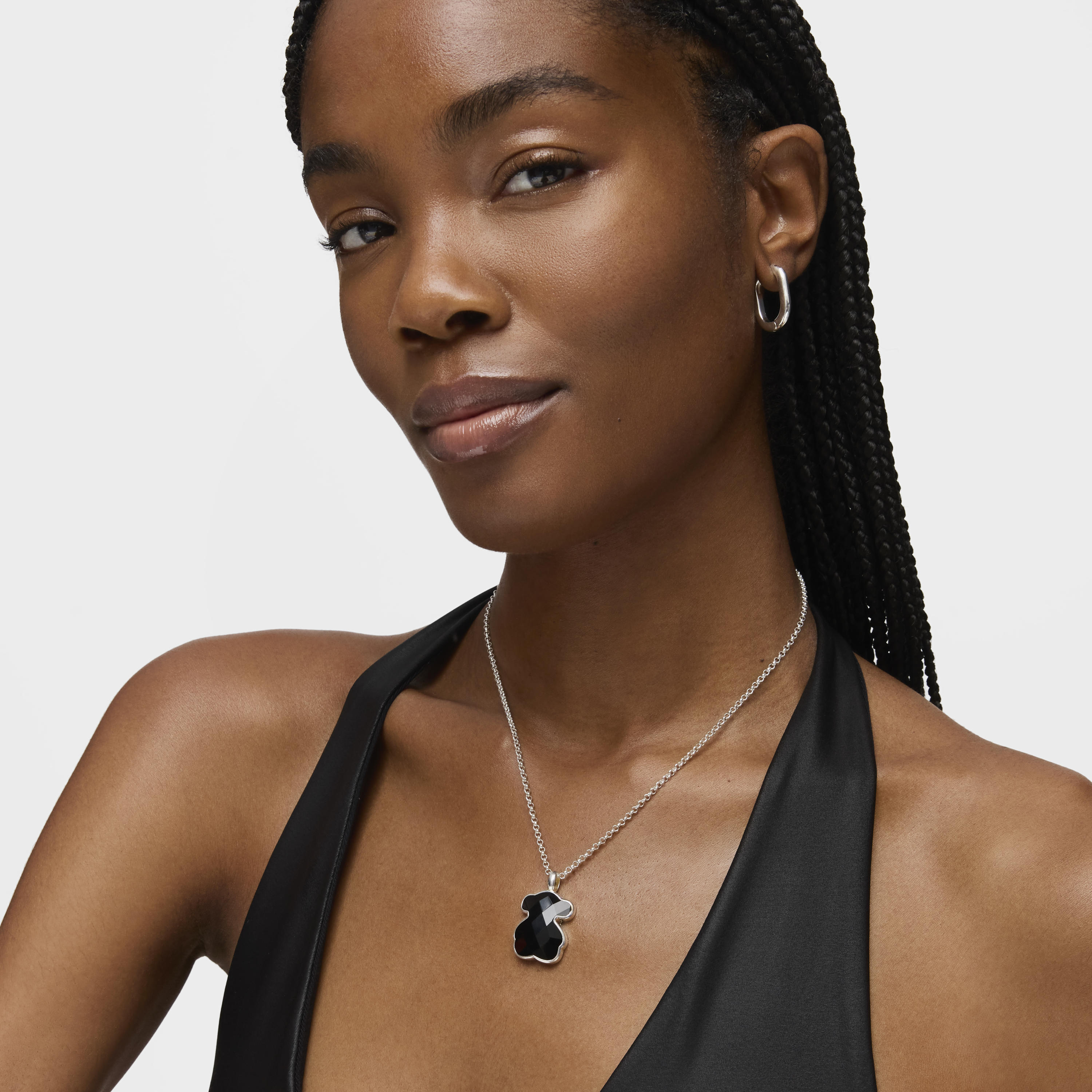 Silver and faceted onyx TOUS Color Pendant