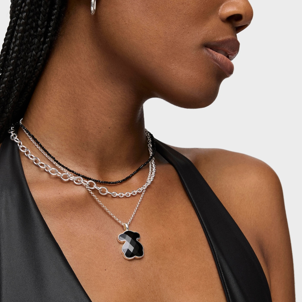 Silver and faceted onyx TOUS Color Pendant