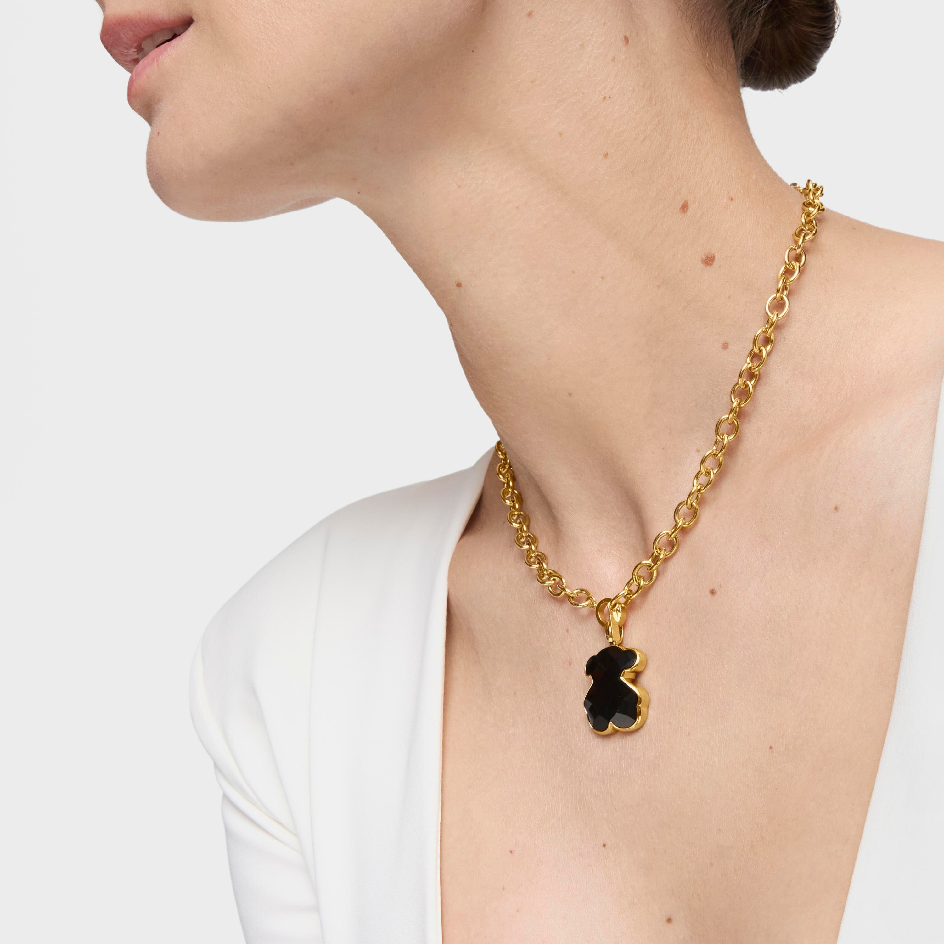 Vermeil Silver TOUS Bear Pendant with Onyx