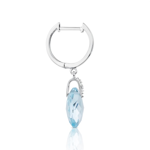 Pendientes de oro blanco con diamantes y topacio Color Kings