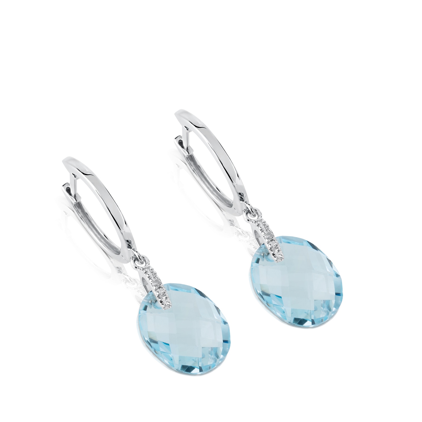 White gold Color Kings Earrings with Diamonds and Topaz