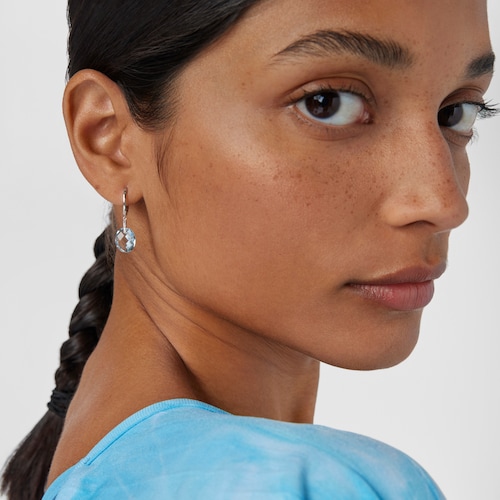 Pendientes de oro blanco con diamantes y topacio Color Kings