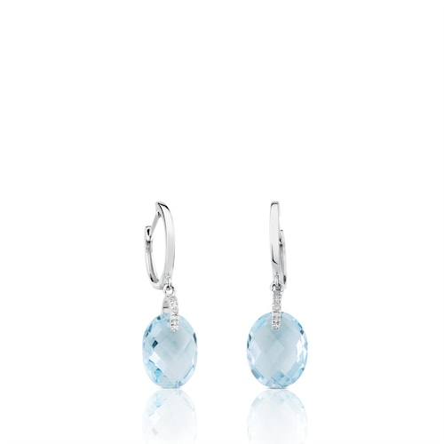 White gold Color Kings Earrings with Diamonds and Topaz