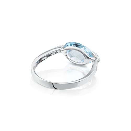 Anillo de oro blanco, brillantes y topacio Color Kings