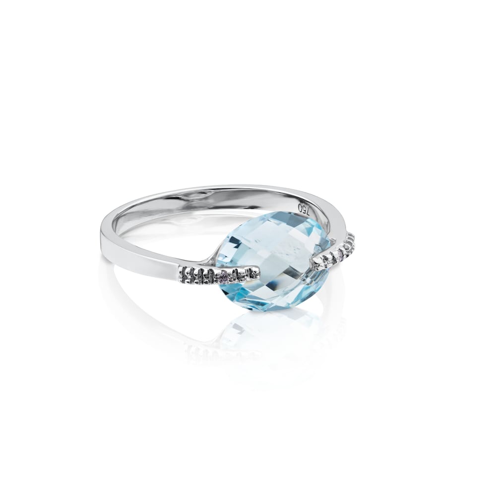 Anillo de oro blanco, brillantes y topacio Color Kings image number 2
