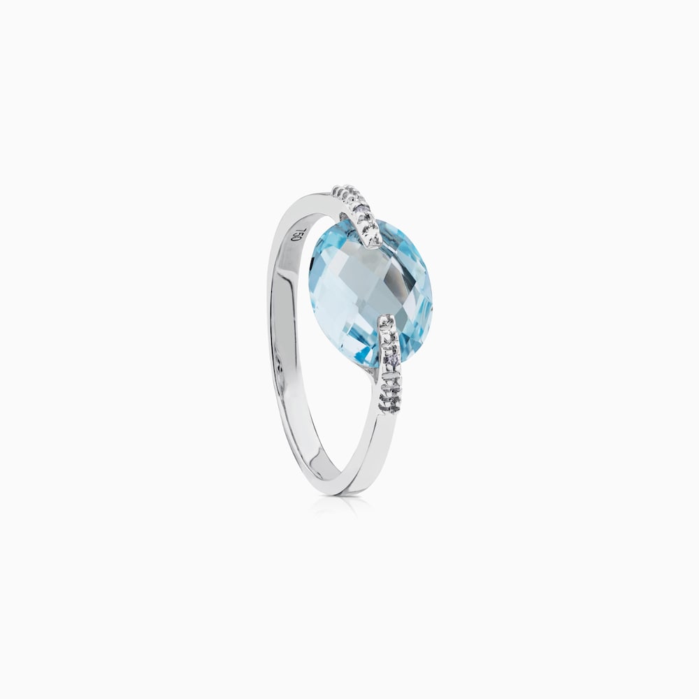 18K white gold TOUS Color Kings Ring with diamonds and topaz