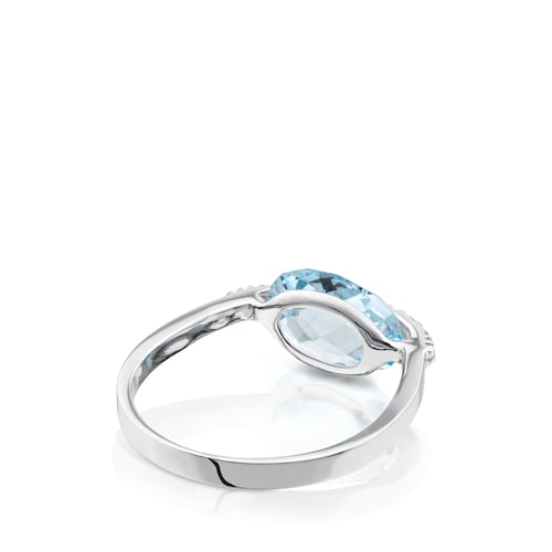 White Gold TOUS Color Kings Ring with diamonds and topaz