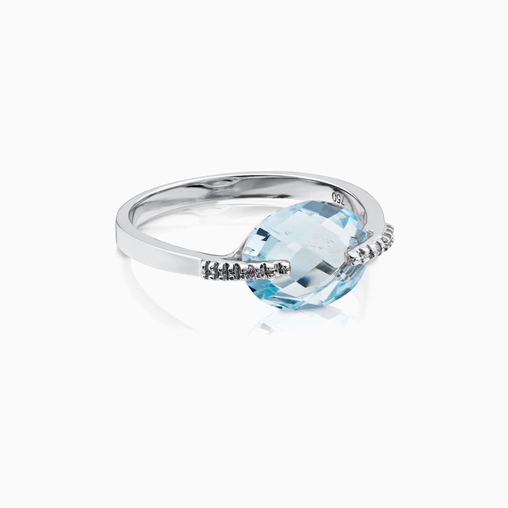 18K white gold TOUS Color Kings Ring with diamonds and topaz