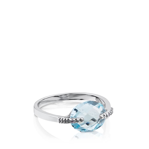 White Gold TOUS Color Kings Ring with diamonds and topaz