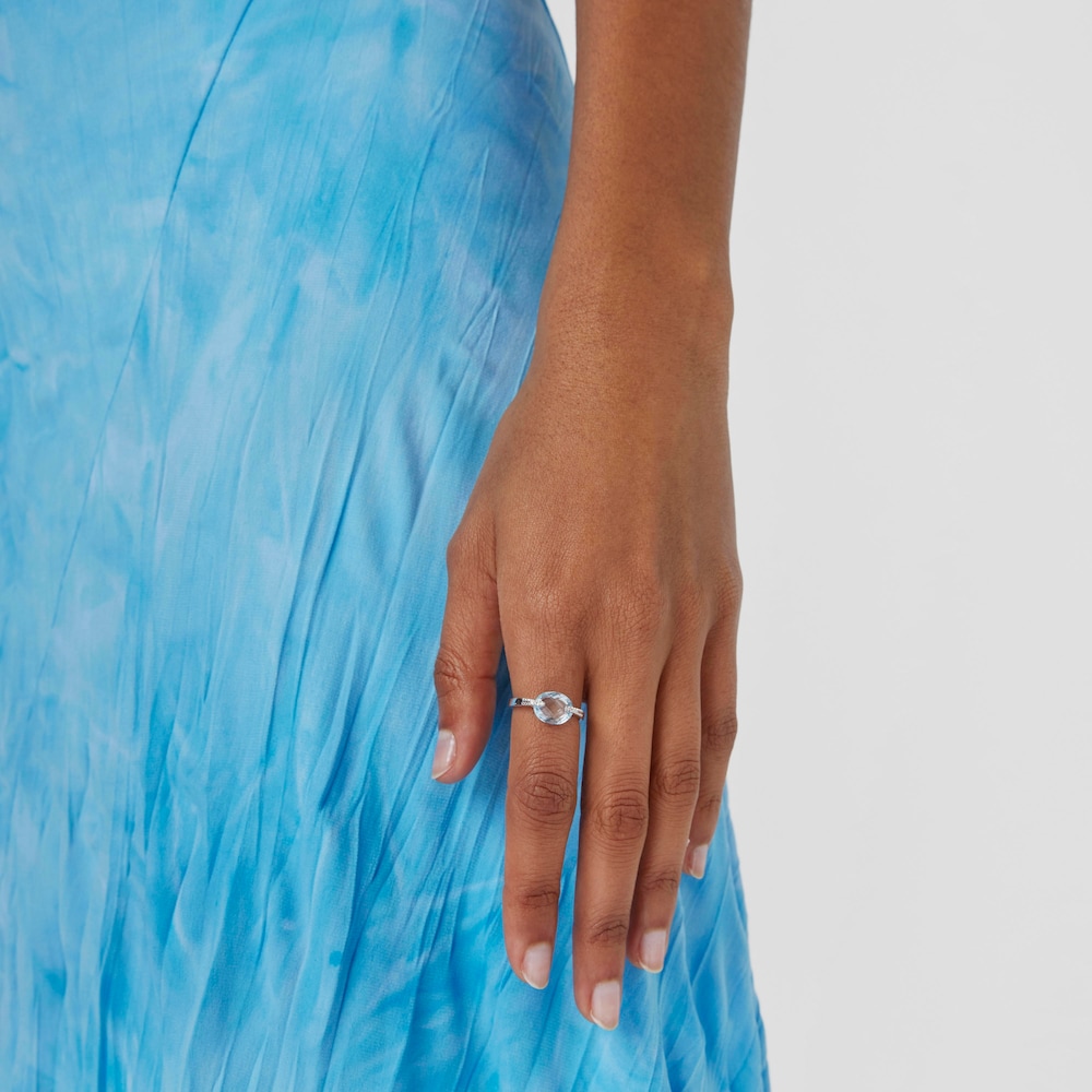 18K white gold TOUS Color Kings Ring with diamonds and topaz